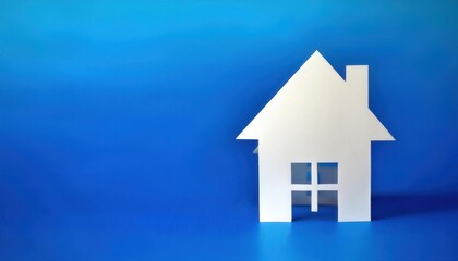 Minimalist White House Model on Vibrant Blue Background. Ideal for Real Estate, Homeownership, Mortgage, Investment, Architecture Concepts, or Modern Design Themes in Advertising and Branding