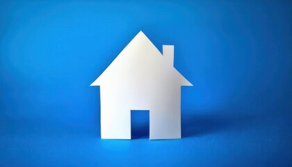 Minimalist White House Model on Vibrant Blue Background. Ideal for Real Estate, Homeownership, Mortgage, Investment, Architecture Concepts, or Modern Design Themes in Advertising and Branding