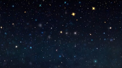 Fototapeta premium Starry space seamless pattern. Galaxy shiny stars fabric print, astronomy science starlight background or night sky wallpaper.