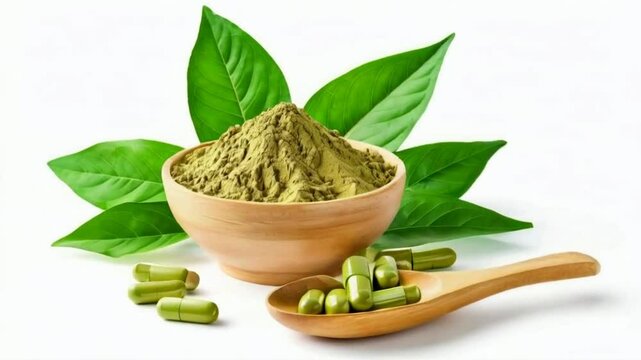 Fenugreek powder with capsules. Fenugreek is a herb used for cooking and medicinal purposes. It aids digestion, reduces inflammation, and regulates blood sugar levels.