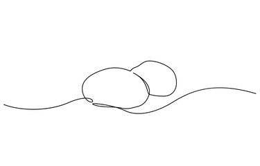 Potatoes vector illustration. One continuous line drawing art illustration, One line drawing features two potatoes in a simple and elegant continuous line, creating a modern minimalist artwork.