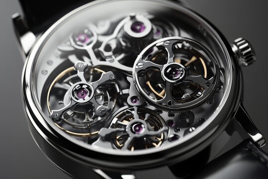 Intricate design of skeleton wrist watch mechanism showcasing exposed gears for timekeeping elegance