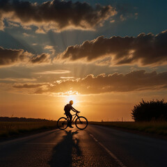 silhouette of a person riding a bicycle