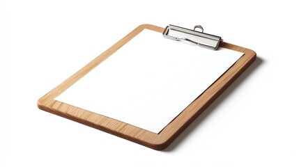 A wooden clipboard with a blank sheet of paper.