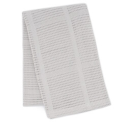 Soft Grey Knitted Baby Blanket with Woven Check Pattern