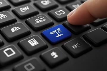 Legal action and decision-making process digital workspace keyboard input modern office close-up view technology insights