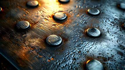 Abstract Metal Texture with Round Buttons