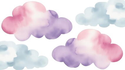 A simple illustration of fluffy, colorful clouds, created with a watercolor style