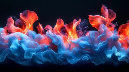 Abstract Red And Blue Swirling Ink Forms