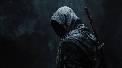 Illustration assassin on a dark background