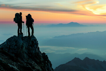 Fototapeta premium Person reaching new heights generative ai image