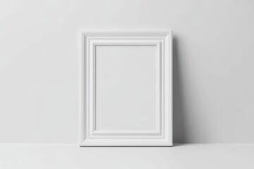 White photo frame with a classic rectangular design isolated on white background, perfect for decor or branding projects