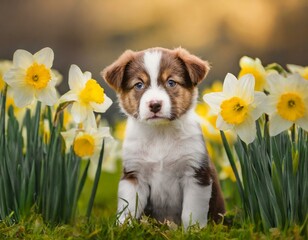 Im Fr&uuml;hling auf einer Narzissenwiese