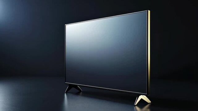 Modern tv rotating showing its design on dark background
