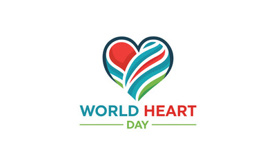 World Heart Day logo  september 29. Vector illustration., heart day celibration logo, heart day typography  logo