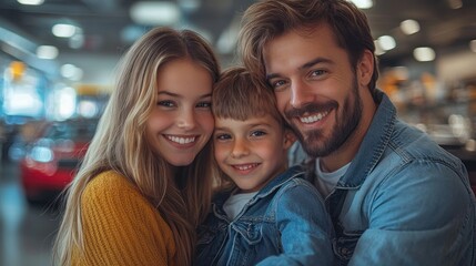 Obraz premium happy family poses together, showcasing joy and connection 