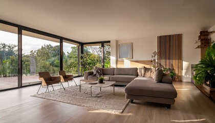 Chic modern living room with a minimalist approach and bold color accents for impact