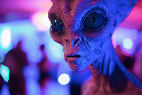 Image of extraterrestrial alien in glowing light generative AI