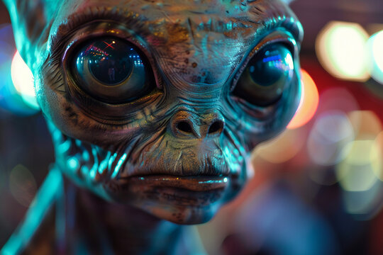 Image of extraterrestrial alien from outer space invading earth generative AI