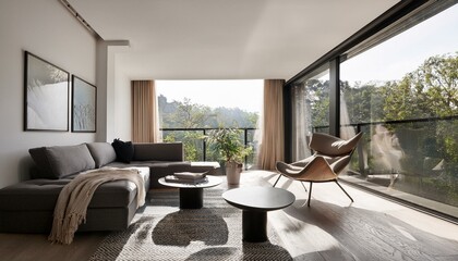 Chic modern living room with a minimalist approach and bold color accents for impact