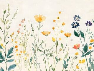 Wildflower watercolors capture the beauty of nature in soft pastel colors