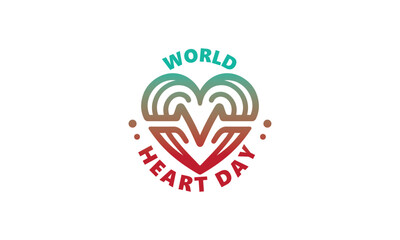 World Heart Day logo  september 29. Vector illustration., heart day celibration logo, heart day typography  logo
