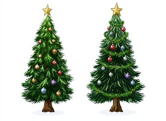 Fototapeta premium Two Christmas trees isolated