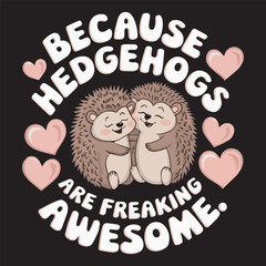 Adorable hedgehogs retro t-shirt design
