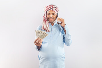 farmer, money, mobile phone, talking, wages, modern, growth, communication 