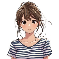Anime sailor in a striped shirt on a white background