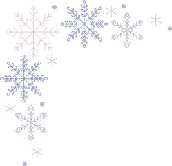 Elegant vector snowflakes corner border frame ideal for festive designs and holiday projects. Capture the magic of winter Christmas