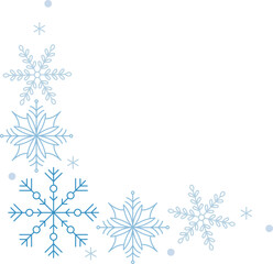 Elegant vector snowflakes corner border frame ideal for festive designs and holiday projects. Capture the magic of winter Christmas