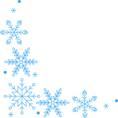Elegant vector snowflakes corner border frame ideal for festive designs and holiday projects. Capture the magic of winter Christmas