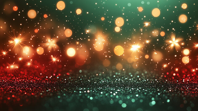 abstract christmas light background. Vibrant Holiday Lights. The scene features a dazzling array of red, green, and golden bokeh lights, creating a magical and inviting atmosphere.