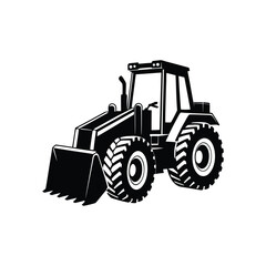 Front-Loader Heavy Equipment Silhouette Vector Design for Heavy Machinery