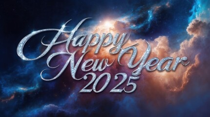 Celebratory new year 2025 greeting cosmic background digital art festive atmosphere inspirational view happy new year 2025 concept