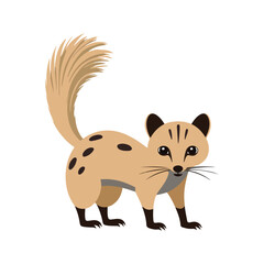 Flat Vector Civet Illustration, Cartoon Design with Light Brown Body and Bushy Tail, Clean Minimalist Style