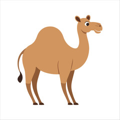 Flat Vector Camel Illustration, Simplified Beige Body with Large Hump, Minimalist Cartoon Style