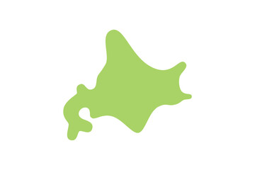 シンプルな緑の北海道地図のイラスト＿カラー②