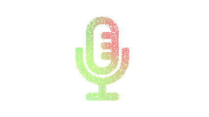 Fototapeta premium Icon microphone is made up of LED square shapes. There are bright diodes and there are black dead diodes