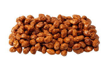 Tasty sweet roasted peanuts isolated on a white background.