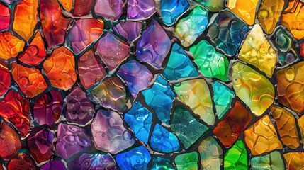 Colorful glass mosaic on the wall. Abstract background and texture.