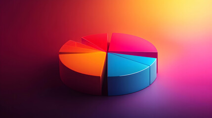Obraz premium A dynamic pie chart with bright red, orange, and yellow segments