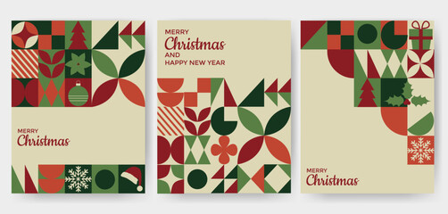 Set of Merry Christmas and new year background, banner, cover, poster design with modern minimalist style. © Huma Fida
