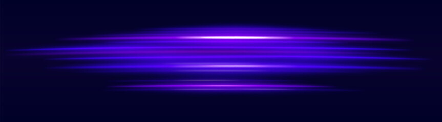 Purple motion blur icon. Dynamic horizontal streaks, glowing purple light, abstract motion effect, futuristic energy, speed visual, modern lighting decor, radiant design