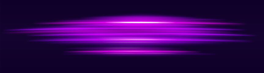 Purple motion blur icon. Dynamic horizontal streaks, glowing purple light, abstract motion effect, futuristic energy, speed visual, modern lighting decor, radiant design