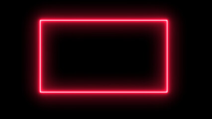 Glowing rectangle Neon sign frame red color box circle pattern shapes. Green color neon frame sign box. Neon frame, bright glowing neon frame with black background.	