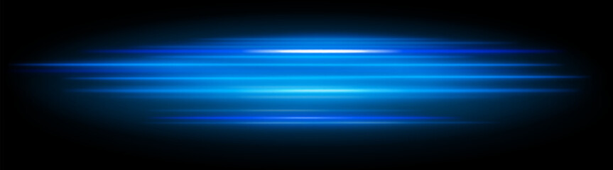 Blue motion blur icon. Dynamic horizontal streaks, glowing purple light, abstract motion effect, futuristic energy, speed visual, modern lighting decor, radiant design