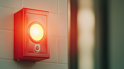 A red warning light indicates an alert in a controlled environment.