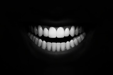Bright White Smiles Shine in Dark Background with Strong Contrast